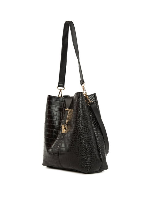 Zoozie Bags Bandolera Midi Negro y Dorado con Detalles de Flecos Zoozie Bags Bandolera Midi Negro y Dorado con Detalles de Flecos
